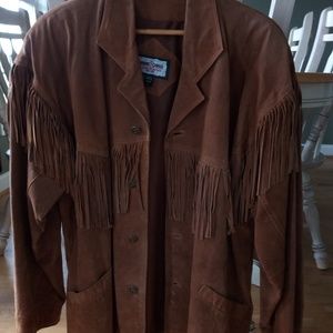 Leather jacket with fringes